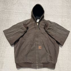 Vintage Carhartt Hooded Zip Brown Jacket - Size Men’s 2XL Tall