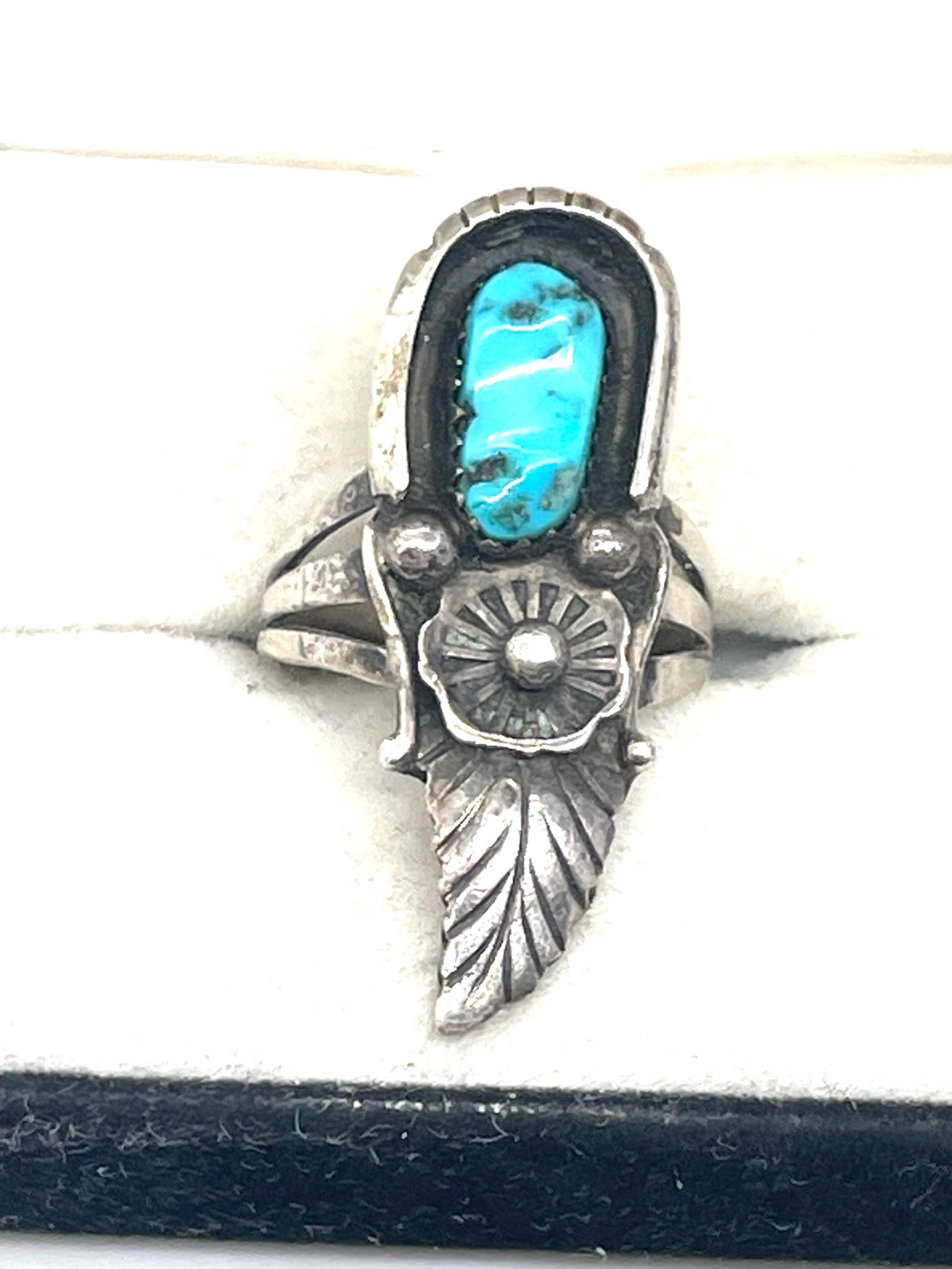 Sterling Southwestern Turquoise Ring Sz. 7.75