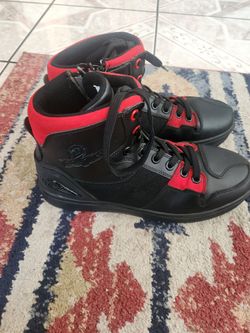 Black and Red High-Top Motorcycle Sneakers