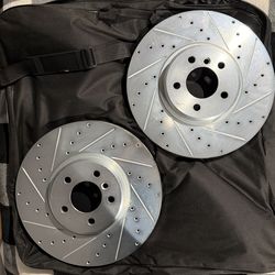 A-Premium Front Drilled and Slotted Disc Brake Rotors