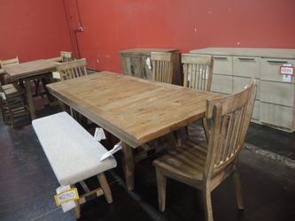 Rustic Farmhouse Trestle Dining Table – Steve Silver Riverdale, Seats 6-8 – Outlet Floor Sample