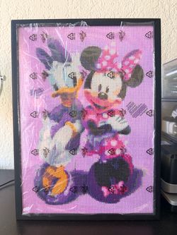 Handmade Disney Minnie Mouse & Daisy Duck Diamond Art – Framed