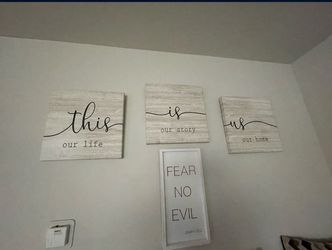 This Is Us Wall Art Canvas (Set of three 16 inch x 16 inch canvases)  3-Piece Canvas Print Set, White/Black, Ready to Hang
