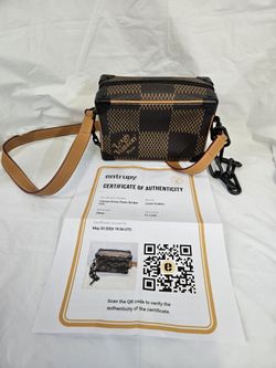 Authentic Entrupy Certified Louis Vuitton x Nigo Mini Soft Trunk bag featuring a distinct Damier Ebene and Monogram canvas mix