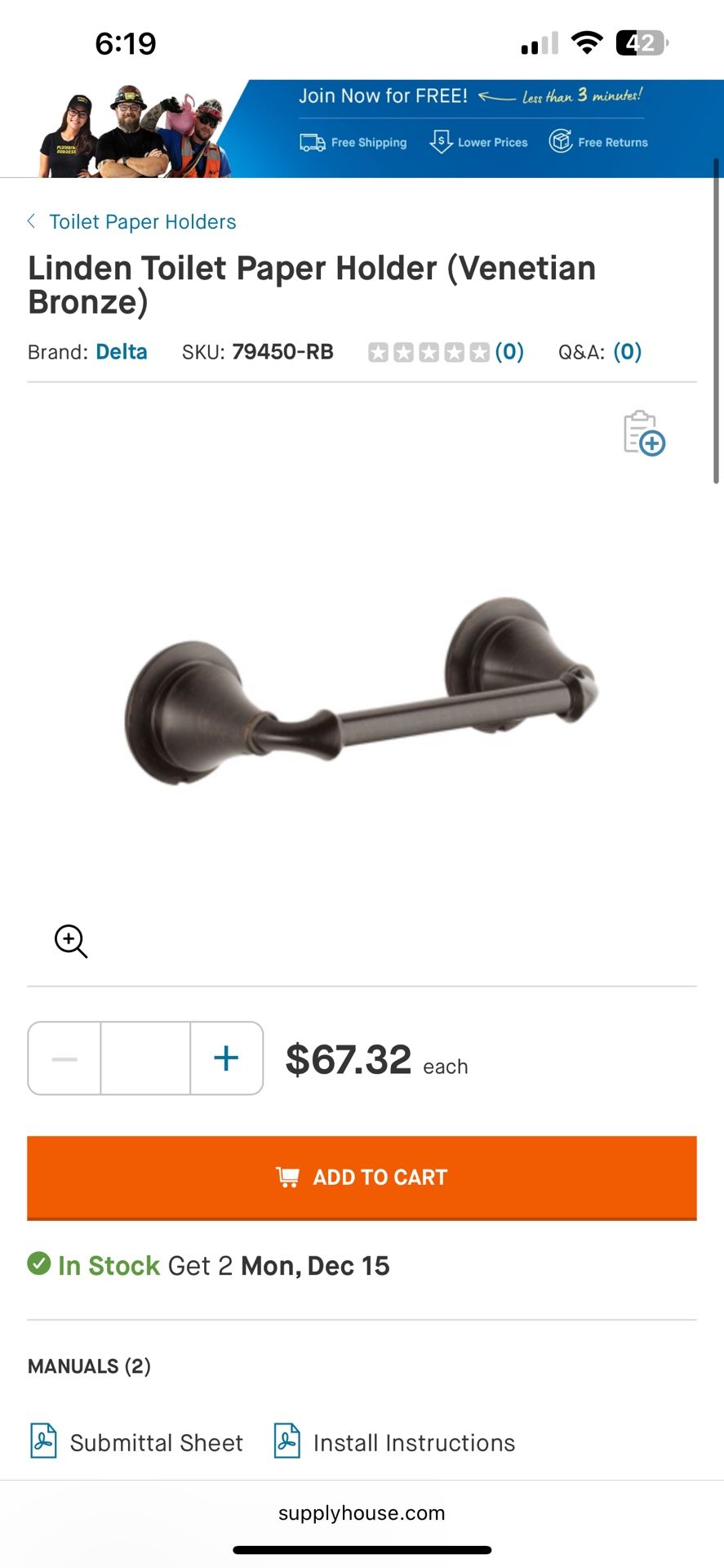 Delta Linden Toilet Paper Holder  Venetian Bronze 