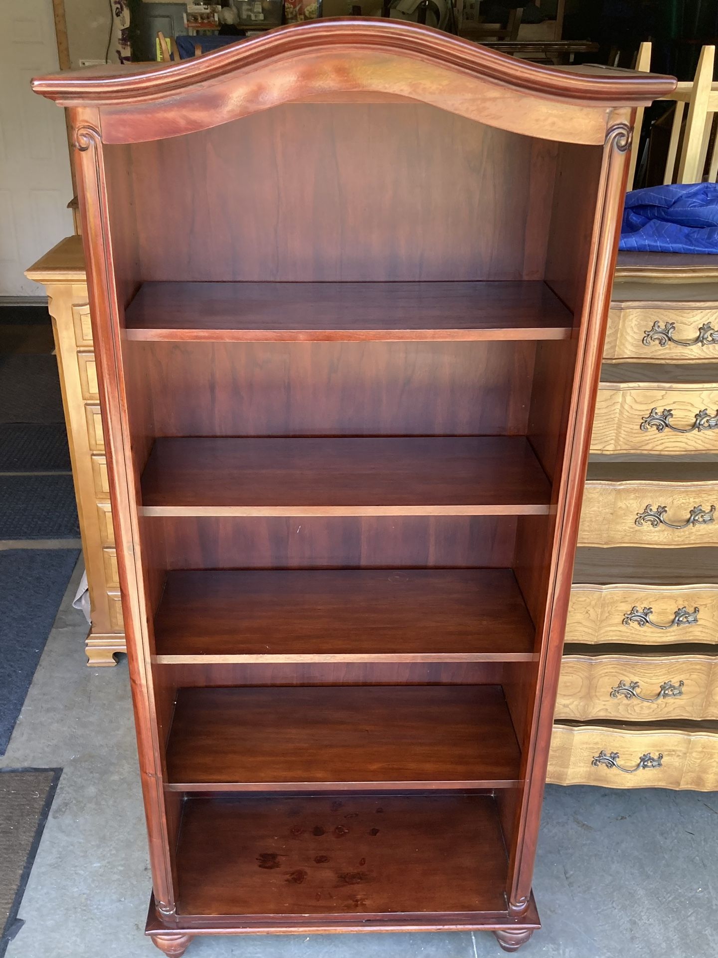 Solid Wood 5 Tier Dome Top Bookcase Storage Display Shelving