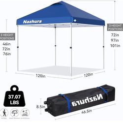 Blue 10’ X 10’ Pop Up Canopy Tent with Sand Bag