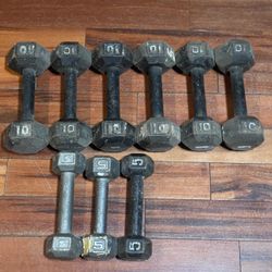 10 And 5 pound metal dumbbells