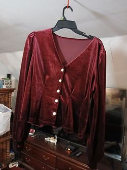 Dark Red Velour Top