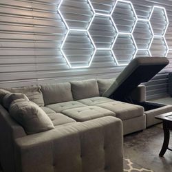 Pull Out Bed / Storage Chaise Sectional Sofa/ Couch (We Deliver) 