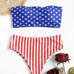 American Flag High Rise Choker Bikini