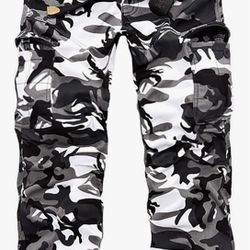 Thicken Mens Winter Fleece Lined Cargo Pant Windproof Outdoor Work Pants