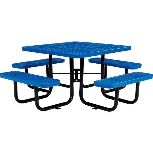 Commercial Grade- 81” Outdoor Blue Picnic Table (Thermoplastic Dipped Galvanized Steel) + 4 Benches [NEW IN BOX] *Retails For $1300 (2 Avail)