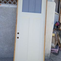 36x96 Prehung Door Exterior Right Hand Right Hand, Fiberglass,Need New Paint,Some Scratches 