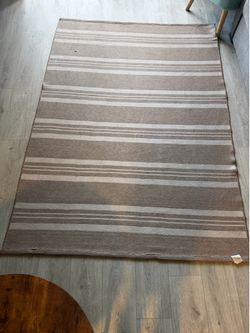 Reversible Neutral Striped Area Rug