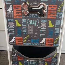 Paw Prints Pet Station Three Shelf Flip Hook Collapsible Dog Bins, White, Large