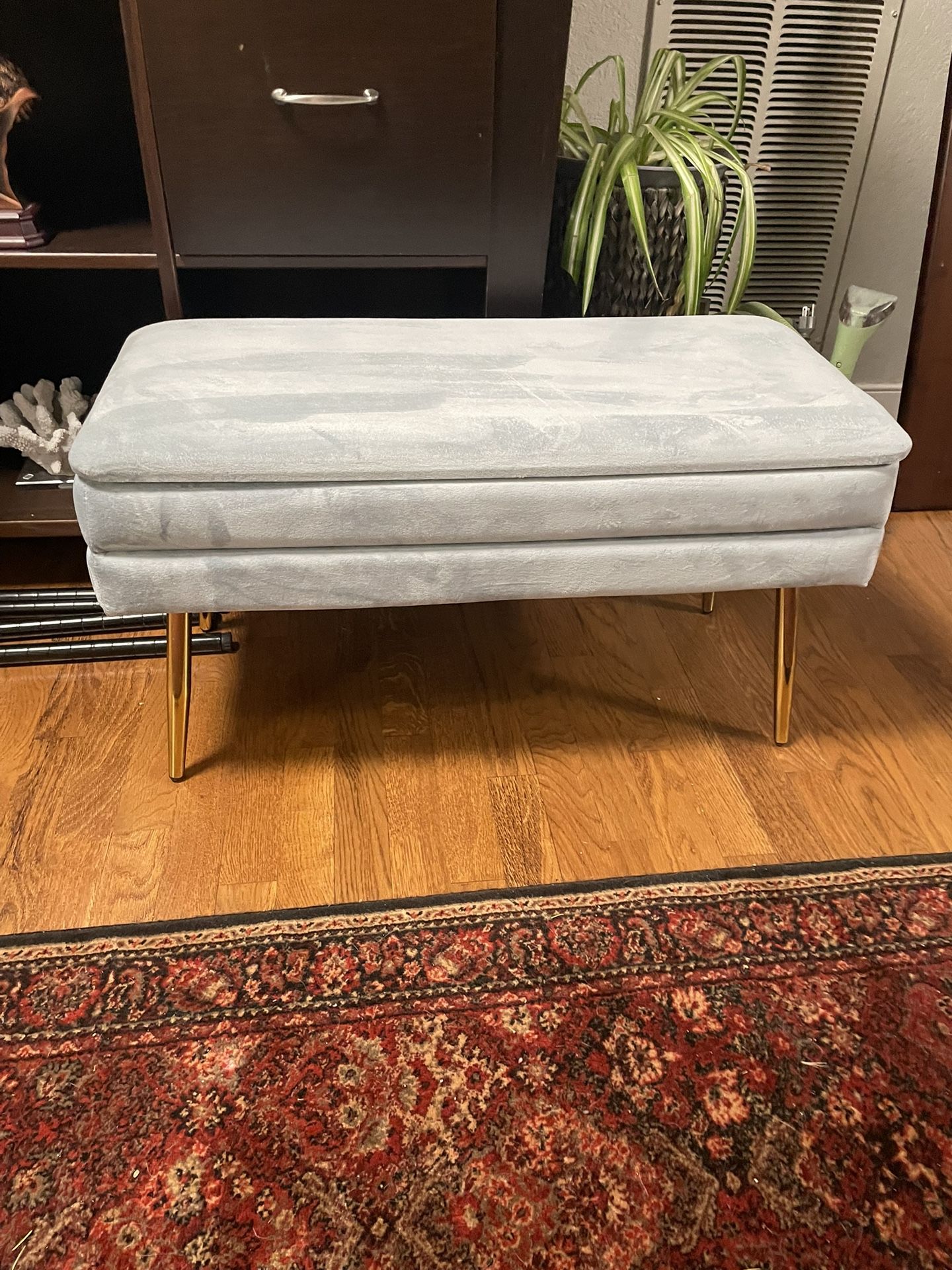 TOV Furniture Ziva 31" Velvet Storage Bench Blush 31.3"W x 14.8"D x 16.5"H ( Excellent 