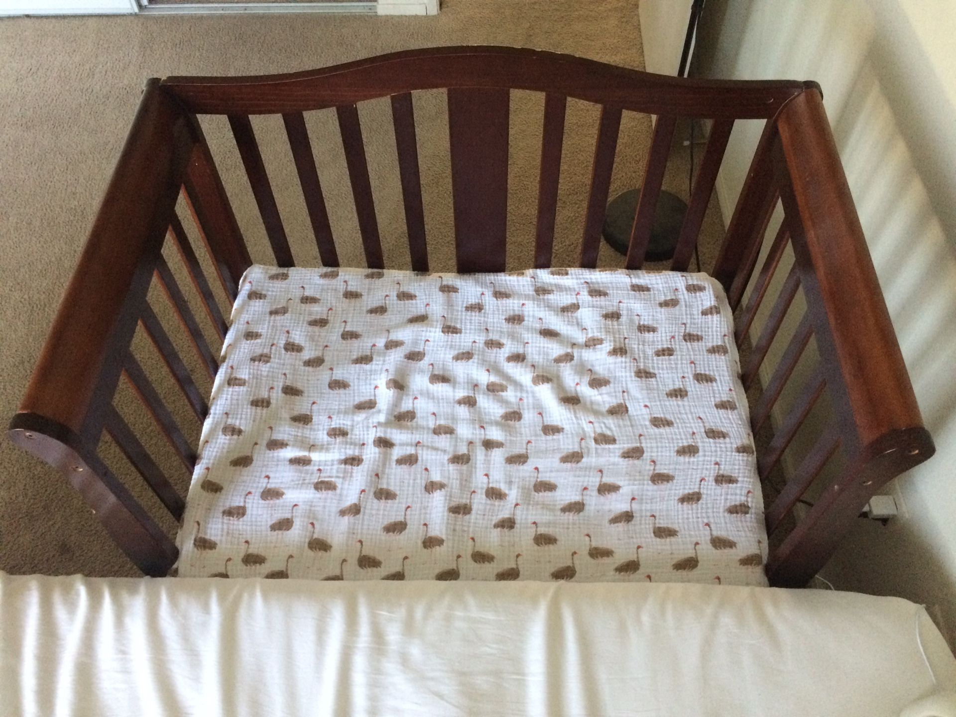 Crib with mattress, car seat, diapers, baby wash & baby toys