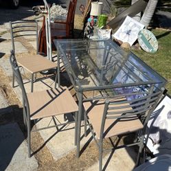 Glass Table And 3 Chairs A