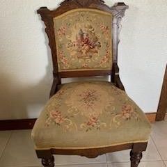 Beautiful  Antique  Needle  Point  Chair 