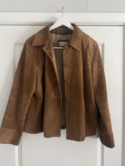 Tan Suede/Leather Jacket Size 14. 