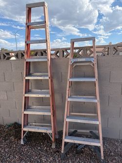 Two Fiberglass Step Ladders 6 feet & 8 feet