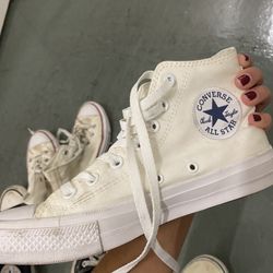 All White High Top Converse