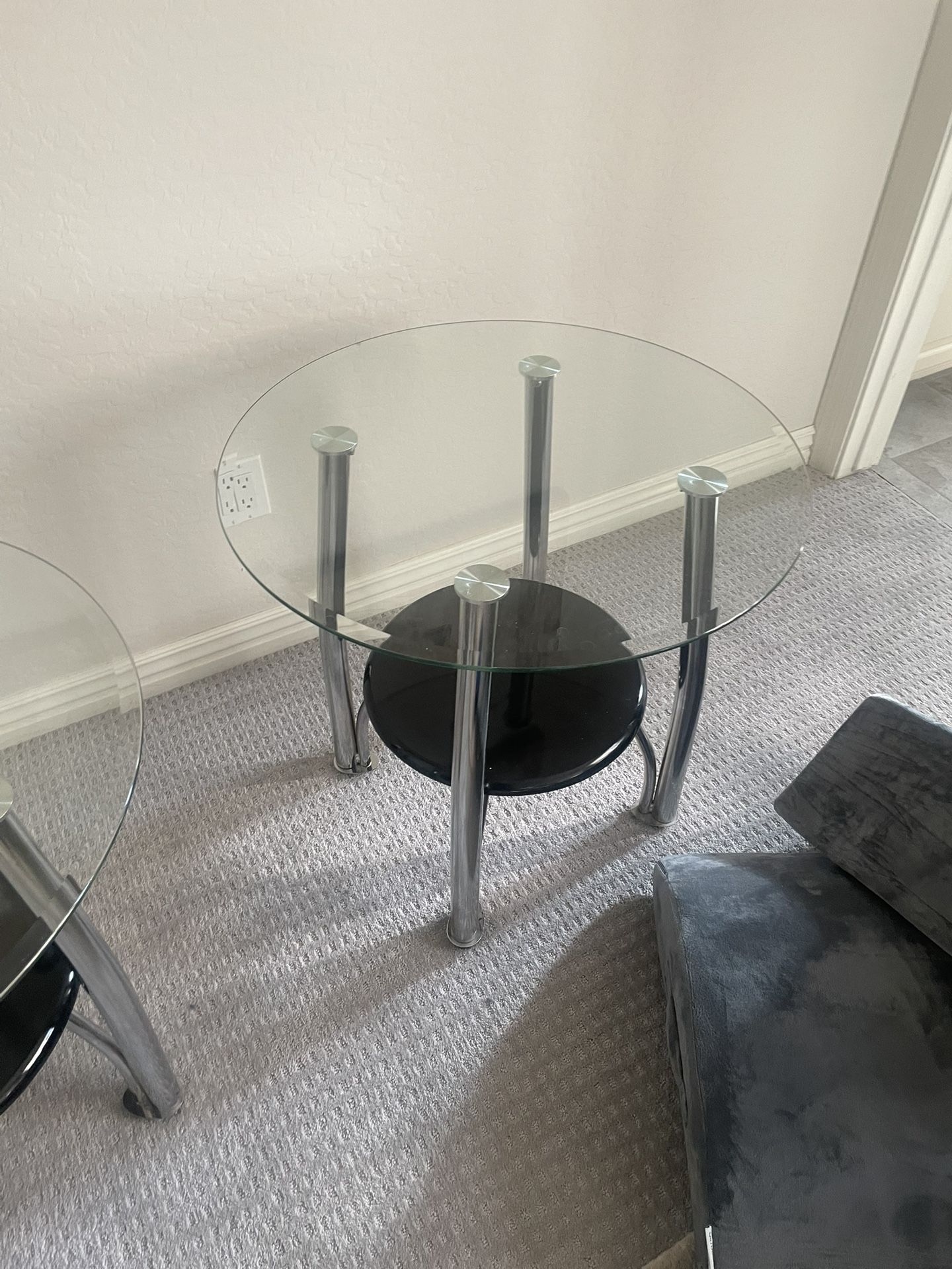 Glass & Chrome Table Set – Modern Coffee Table + 2 End Tables