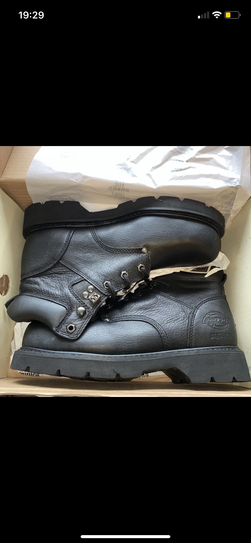 Dickies Men’s Black Steel Toe 6” Work Boots Size 8.5