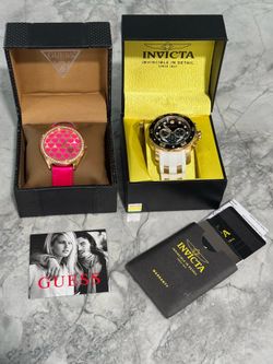2 Brand New INVICTA AND GUESS Watches~Deadstock!