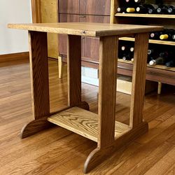Vintage Refinished Solid Oak Side Table