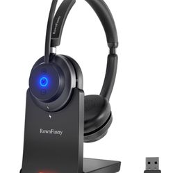 Rownfusny Bluetooth Wireless Headset with Mic for Work, Bluetooth 5.3, Advanced Noise-Cancelling Microphone, Calls Clear - Comfortable Over-Ear Headph