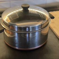 6 Qt Revere Ware Stock Pot With Dome Lid