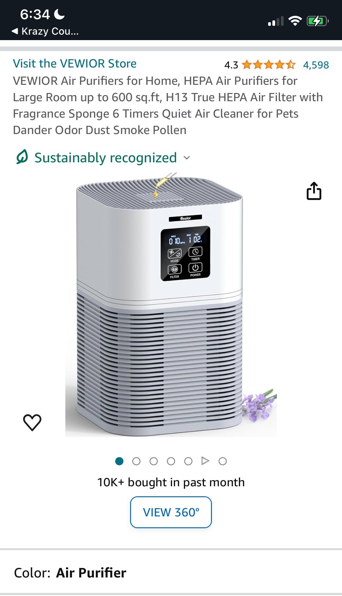 PENDING 50% Off! NIB $90.HEPA Air Purifier for Large Rooms