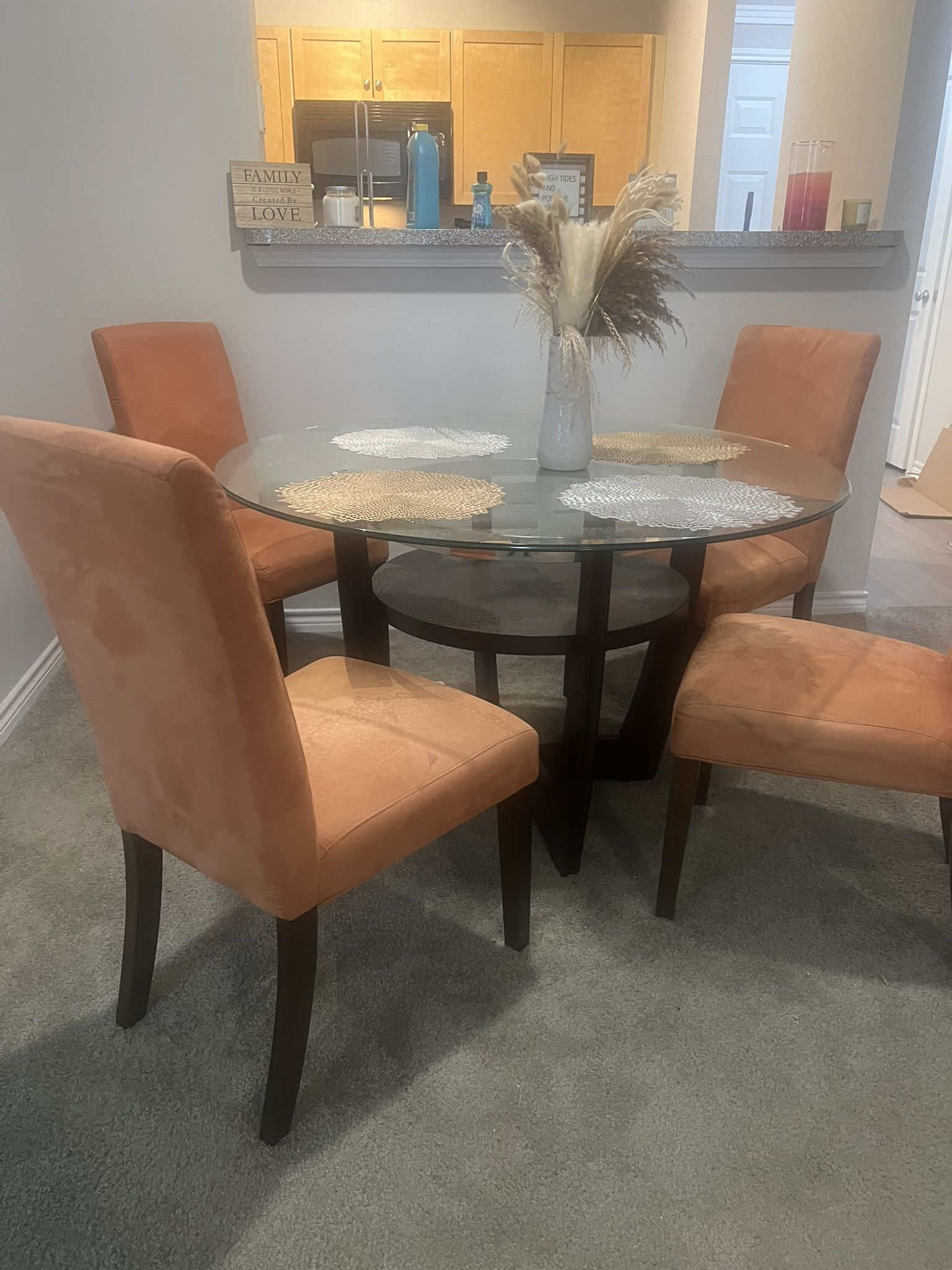 Modern Glass Dining Table + 4 Chairs – Must Go!