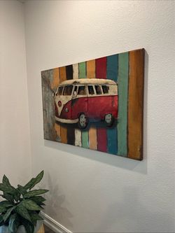 3D Metal Volkswagen Bus Wall Art