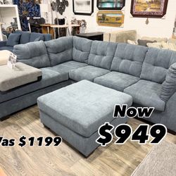 Marleton 2Pc Sectional And Ottoman