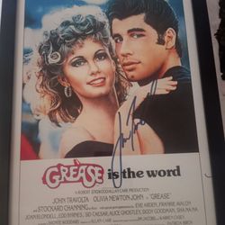 Autographed John Travolta Grease Framed Poster