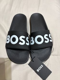 Hugo Boss Slide Sandals Black White Logo