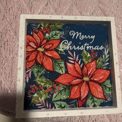 New Merry Christmas Fabric And Beads Home Decor Wood Picture Frame 