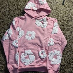 PINK DENIM TEAR HOODIE