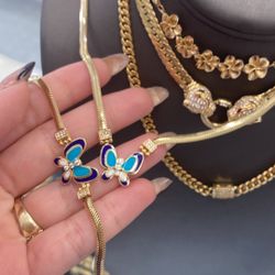 Juego De Gargantilla De Oro 14 Kt 