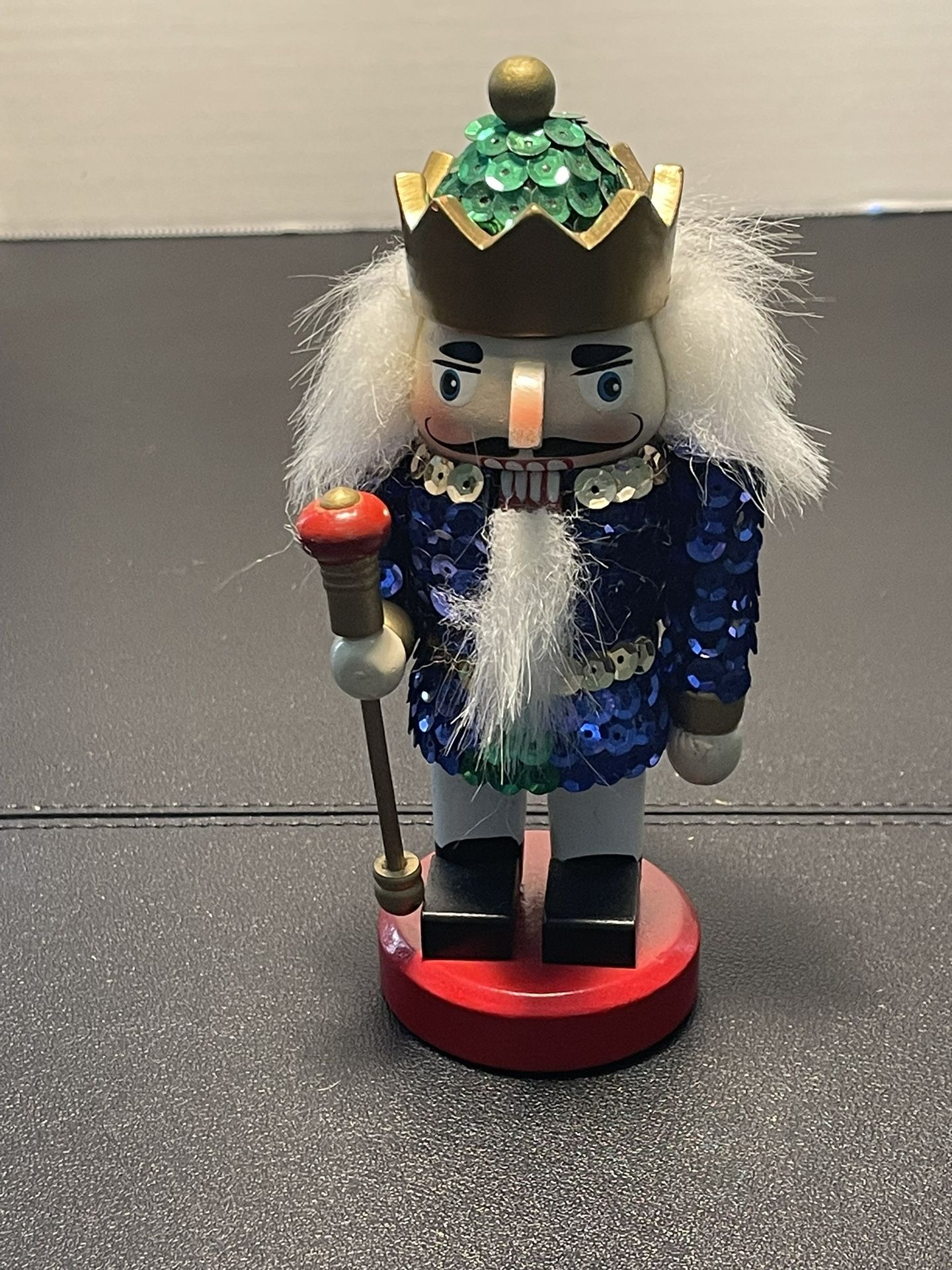 Nutcracker Vintage 1990s Soldier Wooden Sequined Uniform Christmas