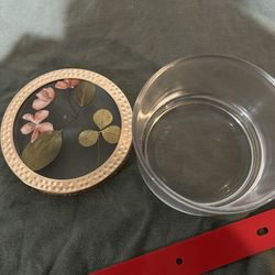 Glass Jar W/ Lid & Decorative Candle 