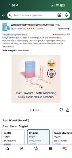 🦷 Laughland Gentle Teeth Whitening Kit w/ Whitening Gel, Applicators & Mouthpiece 