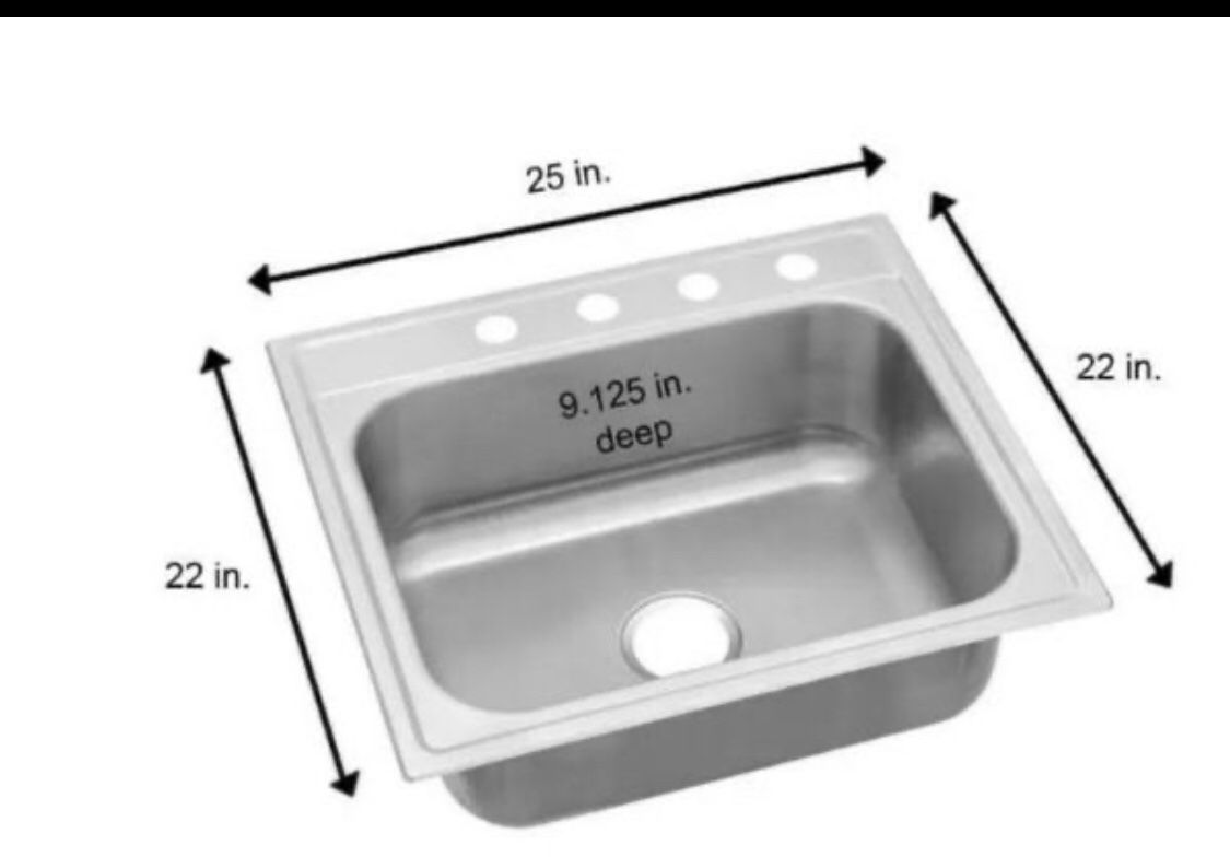 Elkay Drop-In Stainless Steel 25 in. 4-Hole Single Bowl Kitchen Sink HDSB252294