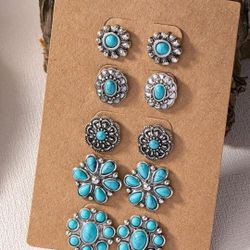5 Pairs Of Turquoise Earrings 