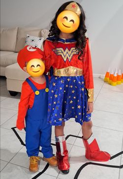 Kids Halloween Costume Set Mario and Wonder Woman
