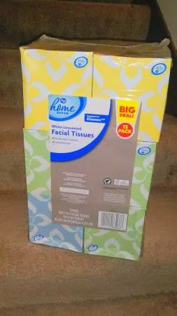 12 pk. Unscented Facial Tissues! 2 ply! New! 