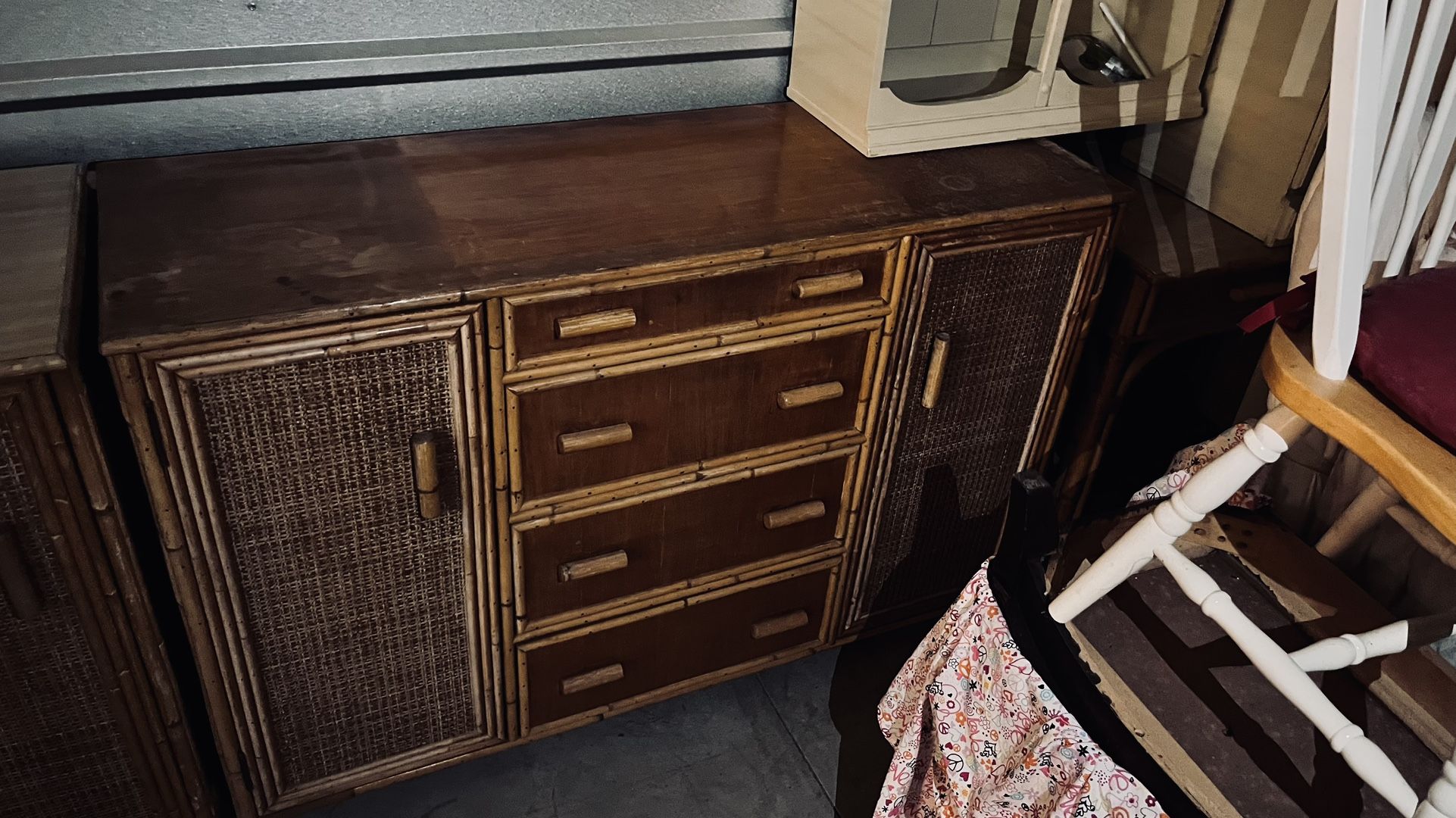 Rattan Buffet And Side Table